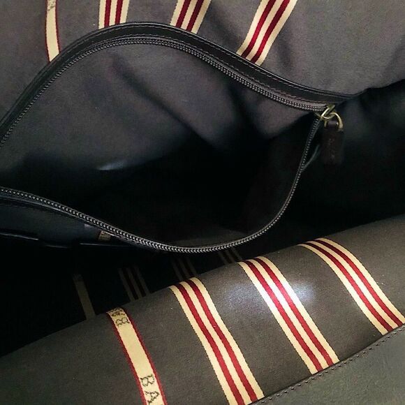 BALLY Brown Leather Trainspotting Work Bag Red Stripe Adjustable Shoulder Strap - Picture 12 of 17